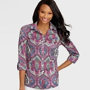 TALBOTS Paisley Oxford Blouse
